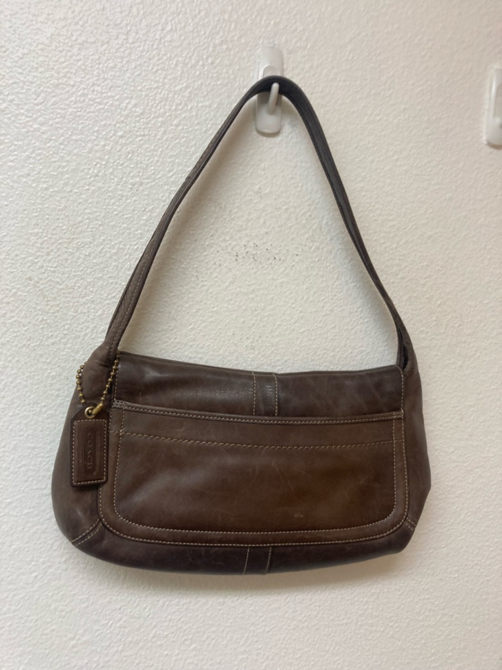 COACH Chocolate Brown/Taupe East West Messenger Leather Bag - Picture 5 of 10